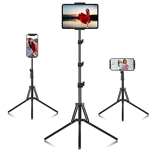 Supporto per treppiede per iPad, supporto per tablet regolabile in altezza, supporto per tablet con supporto per treppiede rotante a 360° per iPad e altri tablet da 4.7-12.9"