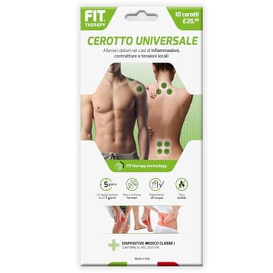 FIT THERAPY| Cerotti Universale Antinfiammatori | Dispositivo Medico, Allevia Dolori Muscolari e Articolari, NON SCALDA, Resistente all’Acqua, Senza farmaci, Dura 5 giorni | 10 cerotti