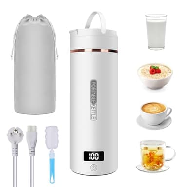 Bollitore Elettrico Portatile, 450ML Mini Bollitore da Viaggio Portatile, 3 in 1 Bollitore in Acciaio Inox 316, Bollitore Elettrico Temperatura Regolabile, per il Viaggio, Campeggio, Outdoor