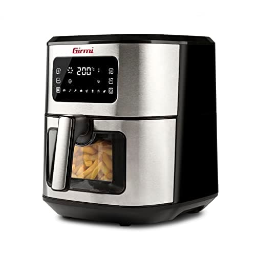 Girmi FG88 Friggitrice ad Aria con Finestra EcoFrit Look, 6,5 Lt, 8 programmi, 1700 W, Display digitale, BPA/PFOA Safe, Luce interna, Vassoio antiaderente, Ricettario incluso