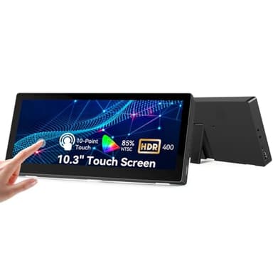 10,3” Piccolo monitor touch screen, 400CD/m², VESA, IPS allungato mini display touch da viaggio 1920 * 720 HDMI USBC, touch screen portatile per computer portatile Windows AIDA64 GPU CPU RAM monitorag