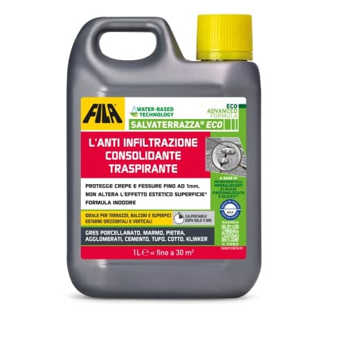 FILA Surface Care Solutions, SALVATERRAZZA® ECO, Impermeabilizzante Terrazzi Trasparente a Base Acqua, Traspirante, 1L