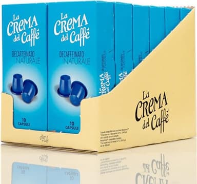 La Crema del Caffè Decaffeinato Naturale, 120 Cialde Compatibili Nespresso, Espresso Decaffeinato in Capsule Corposo ed Equilibrato con Note di Cioccolato e Spezie