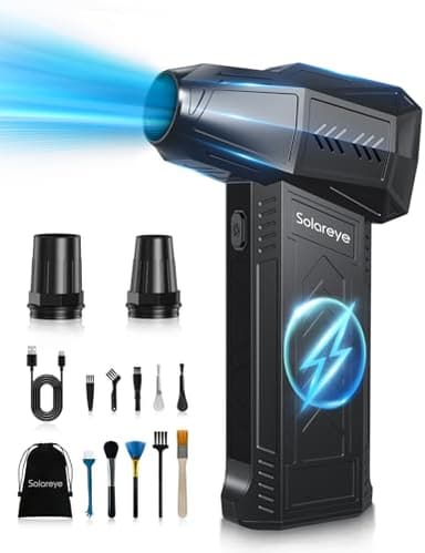 Solareye Soffiatore Aria Compressa, 180000 RPM, 3 Velocità Elettrico Aria Compressa, con Protezione Intelligente, Senza Fili e Ricaricabile, per Pulizia di PC, Tastiera, Auto e Divano