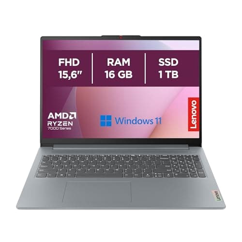 Lenovo IdeaPad Slim 3 Notebook 15,6” FHD (1920x1080), AMD Ryzen 7 7730U, 16GB RAM, 1TB SSD, Grafica Integrata, Windows 11 Home, WiFi 6 - Arctic Grey, Esclusiva Amazon