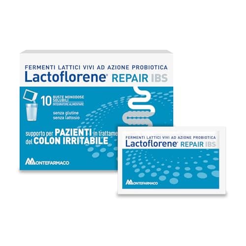 LACTOFLORENE Repair IBS, Fermenti Lattici, Probiotici, Senza Glutine Senza Lattosio - Integratori Adulti con Fermenti Lattici Vivi ad Azione Probiotica per Colon Irritabile (10 Bustine)