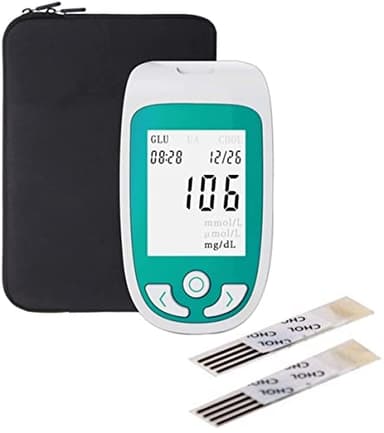 QMZDXH Misuratore di Glicemia 3 in 1, Kit di Monitoraggio del Colesterolo E Dell'acido Urico, Test Multifunzionale della Glicemia Chetonica con Tre Strisce Reattive