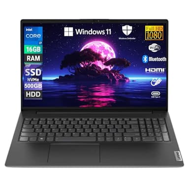 Lenovo, Notebook Portatile, Display 15,6" Full HD, Intel Core i5-13420H, Ram 16GB DDR4, 256GB SSD NVMe + HDD 500Gb, Pc Portatile Windows 11 Pro