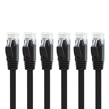 Yauhody Cavo Ethernet Cat 6 3 m 6pezzi, RJ45 Cavo di Rete Piatto 1Gbit/s Alta Velocità Cavo Lan Gigabit Internet Cavo Rete per Modem, Switch, Router, TV, PC, PS5, X box (Nero)