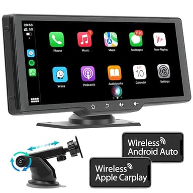 WSRADIOKITS Senza Fili Autoradio Wireless Carplay&Andriod Auto, Schermo per Auto con 10.26 Pollici Touchscreen Monitor,Auto Stereo Radio con BT/AUX,Mirror Link,Navigatore GPS,Assistente Vocale,Airplay