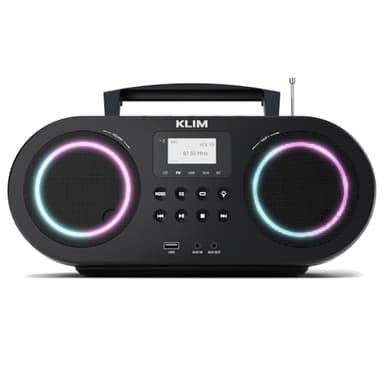 KLIM Lettore CD Stereo Boombox B5 - Radio FM con Lettore CD Bluetooth e USB, AUX, Batteria ricaricabile, Standby automatico, EQ Digitale