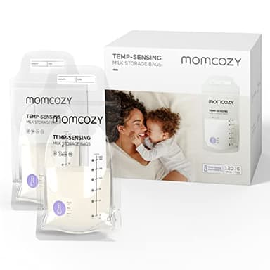 120 sacchetti momcozy per conservare il latte materno, con rilevamento della temperatura, per l'allattamento al seno, sacchetti usa e getta per conservare il latte con capacità di 180 ml, autoportanti