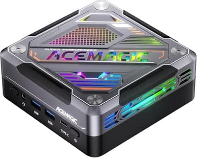 ACEMAGIC AM18 Mini PC, AMD Ryzen 7 8845HS (8C/16T, Fino a 5,1 GHz), Mini Computer 32GB DDR5 512GB M.2 2280 PCle 4.0x4 SSD,AMD Radeon™ 780M| WiFi6| 2.5 G LAN| 8K UHD |per Ufficio, Gaming PC