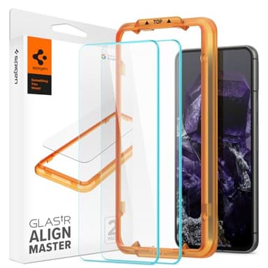 Spigen AlignMaster Vetro Temperato compatibile con Google Pixel 8, 2 Pezzi, Installazione Semplice con Cornice di Allineamento, Cristallino, Durezza 9H Pellicola prottetiva