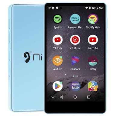 Lettore MP3 con Bluetooth e WiFi,Lettore musicale MP3 & MP4 per Bambini con Spotify,Amazon Music,YouTube,Deezer,Audible,4.0" IPS Lettore Android Touch Screen (Scheda 16GB + 64GB, Blu, 4Pollici)