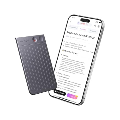 PLAUD NOTE Registratore Vocale AI con Custodia Nera - Trascrivi e Riassumi con Tecnologia AI - Supporta 112 Lingue, 64 GB di Memoria, Controllo App - Perfetto per Riunioni, Lezioni, Chiamate, Colloqui