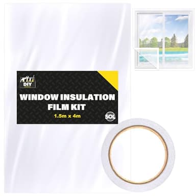 Kit di pellicola isolante per finestre da 1,5 m x 4 m, per kit di isolamento per finestre invernali, doppia pellicola per finestre, pellicola paraspifferi per finestre, blocco freddo per finestre,