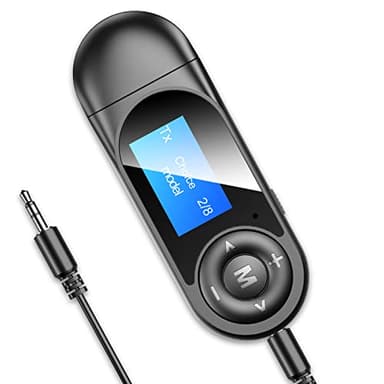 USB Trasmettitore Ricevitore Bluetooth 5.0, Adattatore Wireless Audio con 3.5mm AUX per TV/PC/Cuffie/Altoparlanti/Auto, bluetooth aux chiavetta, bluetooth per auto, Microfono Integrato