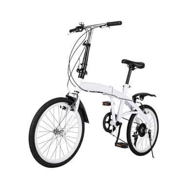 MDAfwecsa Bicicletta Pieghevole Adulto/Bambino da 20 Pollice Bici da Strada a 6 Velocità Bicicletta Doppio Freno a V Bicicletta Pieghevole Leggero in Acciaio al Carbonio Bicicletta Bianco Facile da