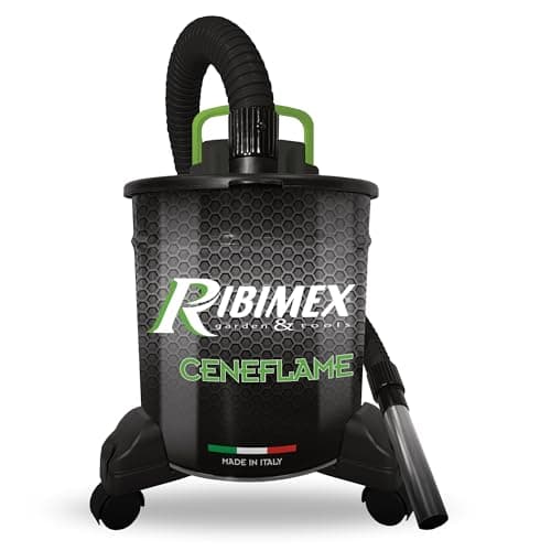 Ribimex Aspiracenere Elettrico Ceneflame, con Filtro HEPA Lavabile e Funzione Soffiante, Bidone da 18 L, Potenza 1200 W, Ideale per Aspirare Ceneri Fredde di Stufe, Caminetti e Barbecue - PRCEN007