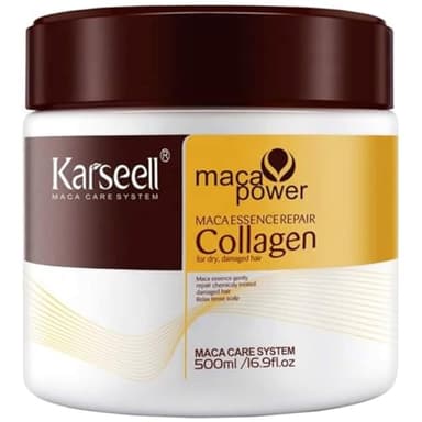 Karseell MACA CARE SYSTEM - Maschera per Capelli Maschera Ristrutturante Capelli Secchi e Danneggiati Collagene Attivo Essenza di Maca e Olio di Argan Marocchino Trattamento Idratante 500 ml