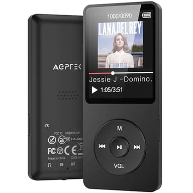 AGPTEK 32GB Lettore MP3, 1,8" Schermo Colori TFT, MP3 HiFi Lossless Musicale Portatile, Player con Line-in, Altoparlante, Radio FM, Registrazione,E-Book, Supporta 128GB TF (Non Incluso)