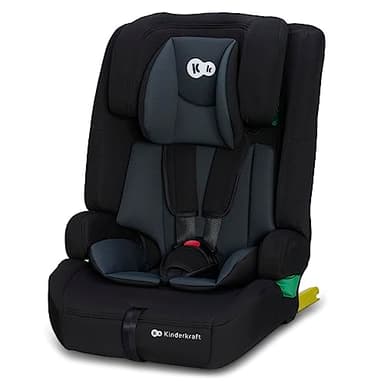 Kinderkraft SAFETY FIX 2 I-SIZE 76-150 cm Seggiolino Auto 9-36 kg isofix, Alzatina auto bimbi, Poggiatesta regolazione, Cinture di sicurezza, Facile da pulire, Nero