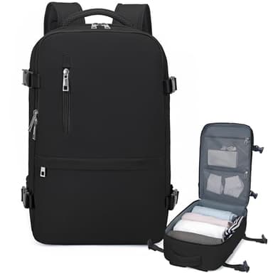 Xkdoai Zaino 40x20x25 per Ryanair, Zaino da Viaggio Aereo Bagaglio a Mano Borse Cabina Valigia Zaini Casual Unisex Borsone da Viaggio Impermeabile Casual Daypack 20L Nero