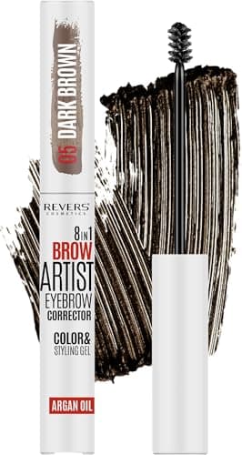 REVERS COSMETICS Brow Artist 8in1 Gel Correttore Sopracciglia | Intensifica e scurisce il colore | Modella | Riempe | Corregge | Sopracciglia visibilmente più piene e sempre in ordine (05 Dark Brown)