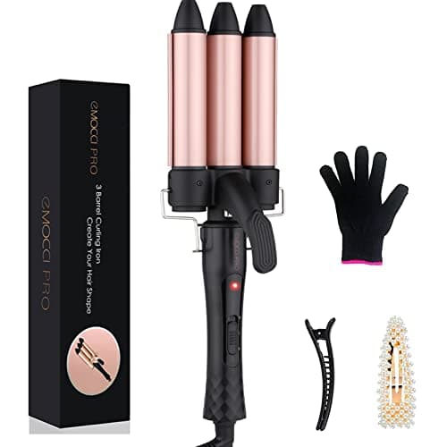 3 Tubi Piastra Capelli Onde Beach Waves Ferro Arricciacapelli Professionale Ceramica Triferro Capelli per Acconciature Effetto Riccio e Ondulati 25 mm