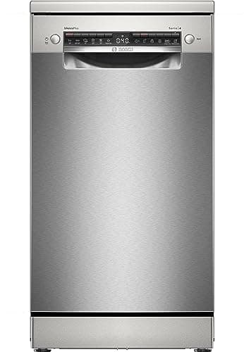 Bosch SPS4EMI24E Serie 4, Lavastoviglie da libera installazione, EfficientDry, Home Connect, Diagnostica da remoto, EcoDosage, Acciaio, 45cm