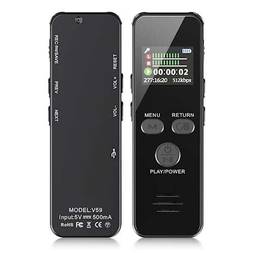 Howabo 60ORE Registratore Vocale, 64GB Custodia in Metallo, con Attivazione Vocale e Password, USB C Registrazione Audio per Conferenze Riunioni Colloqui Classe