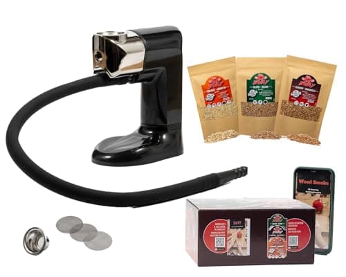 BWAY Affumicatore a Freddo - Pistola Affumicatrice con 3 Confezioni di Legno Omaggio, Affumicatore Portatile, Smoking Gun Professionale Ideale per Cibi e Cocktails - Affumicatore a Freddo da Cucina