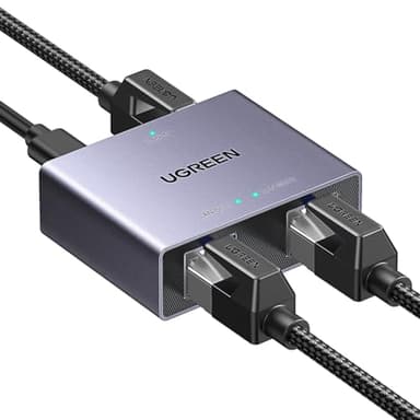 UGREEN Splitter Ethernet Gigabit da 1 a 2 Switch Lan 1000Mbps, Divisore di Internet, Trasmettitore di Rosso RJ45 con Cavo USB C, Compatibile con dispositivi/Hub/Televisori/Router/ADSL