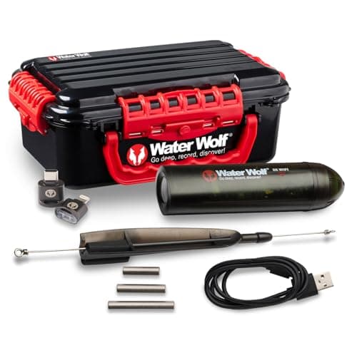 Waterwolf 2.0 WiFi Videocamera d'azione subacquea per la pesca - 1080p HD Videocamera subacquea 120 gradi grandangolo 100 metri impermeabile con kit di accessori