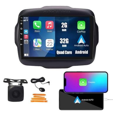 Wostoke Car CarPlay Android Auto Navigazione Stereo GPS Radio Fotocamera Display 9" IPS Schermo tattile Headunit Tablet Pad Lettore multimediale Per Jeep Renegade 2016-2020 Quad Core 2G+32G