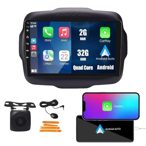 Wostoke Car CarPlay Android Auto Navigazione Stereo GPS Radio Fotocamera Display 9" IPS Schermo tattile Headunit Tablet Pad Lettore multimediale Per Jeep Renegade 2016-2020 Quad Core 2G+32G