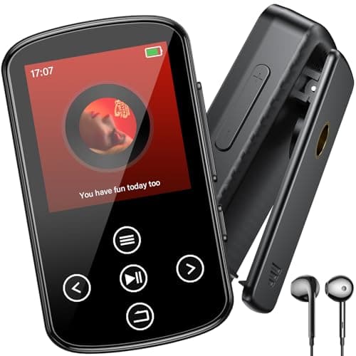 128GB Lettore MP3 Bluetooth 5.4, Musicale Sportivo Portatile, con Clip Sportiva, Altoparlante, Audio HiFi di Alta Qualità, Radio FM, con Auricolare, Nero (A08)