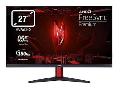 Acer Nitro KG272S3bmiipfx, Monitor Gaming PC 27", Display VA Full HD 180 Hz, 0,5 ms, 16:9, FreeSync Premium, HDMI (2.0), DP (1.2), Lum 250 cd/m2, ZeroFrame, Speaker Integrati, Cavo HDMI Incluso