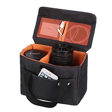 BAGTECH DSLR SLR Custodia per Macchine Fotografiche Borsa Fotografica antiurto con Divisori staccabili per Nikon Canon Fuji Olympus Sony (nero)