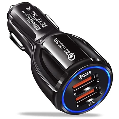HORJOR Caricabatteria da Auto, Caricatore Accendisigari 2 Porte USB 3.0 Ricarica Veloce Compatibile con iPhone, Samsung Galaxy, Huawei, Xiaomi, Tablet