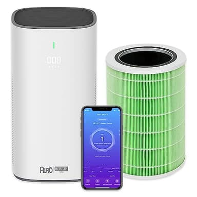 AERTECNICA Purificatore d'Aria per Allergie e Asma, Filtro HEPA 12, ionizzatore, CADR 350 m³/h, elimina Acari Polveri Pollini Odori Muffe, Modalità Sonno silenziosa (Purifcatore + 2 filtri HEPA)