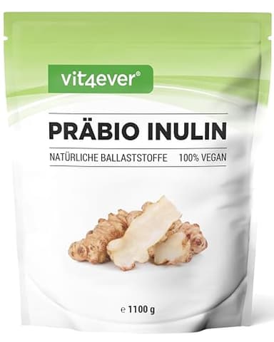Prebio Inulin Powder - 1100 g (1,1 kg) - Alto contenuto di fibre - Prebiotico - Residuo controllato - Origine Europa - Naturalmente dalla radice di cicoria - 100% Vegan