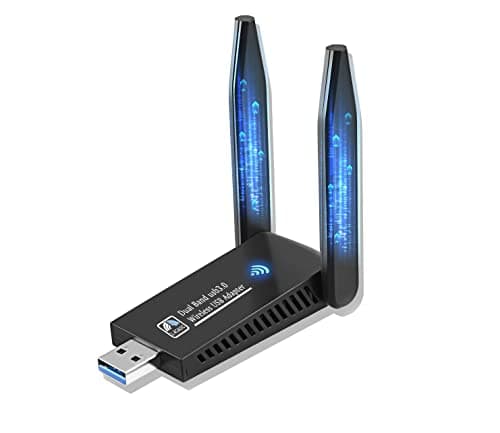 1300Mbps Dual Band Chiavetta Wifi USB per PC, 5Ghz 2.4Ghz 5dbi Alto Guadagno 2 Antenna USB 3.0 per PC, Plug and Play Chiavetta Fisso, per Windows 11 10 8 7 Vista XP