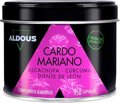 Cardo Mariano Tarassaco e Carciofo con Curcuma e Desmodio - 150 Capsule - 80% di Silimarina - Integratore Detox Fegato e Intestino - Depurativo Fegato - Gonfiore addominale - Cardo Mariano Fegato