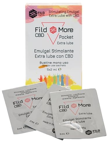 Fild More Extra Lube Pocket 5 bustine monouso, Gel Intimo con Base Aloe Biologica per una Lubrificazione Naturale e Duratura con Olio di Canapa, Acido Ialuronico e Maca per un'Esperienza Migliorata
