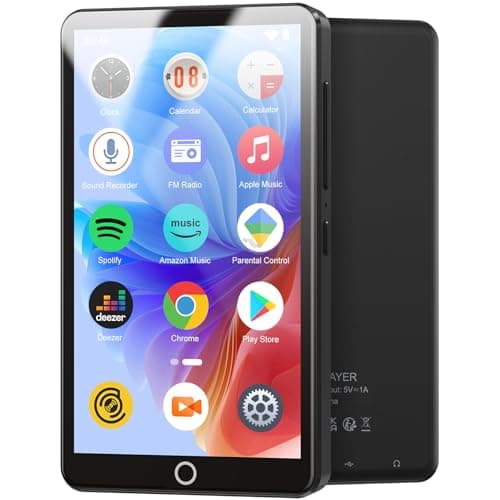 Lettore MP3 da 80 GB con Bluetooth e WiFi, MP3 e MP4 Musicale Lettore con Fotocamera, Lettore Video Schermo Tattile da 4,02 pollici 1080P, Lettore MP3 Android con Spotify, Audible, Deezer, Play Store