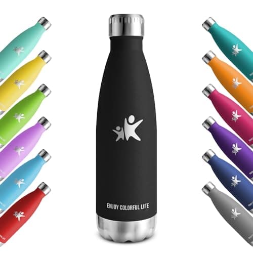 KollyKolla Borraccia Termica, 500ml, Bottiglia Acqua in Acciaio Inox, Sottovuoto a Doppia Parete, Termos senza Perdite, Sportiva, Scuola, Palestra, Viaggi, Ufficio