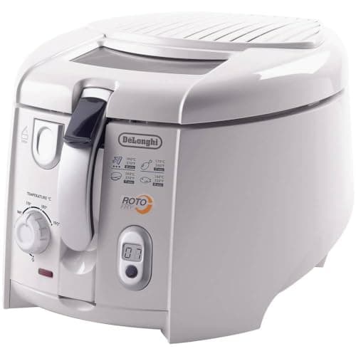 De'Longhi F28533.W1 RotoFry Friggitrice con Cestello Rotante, Frittura Leggera, Facile Pulizia Grazie alla Vasca Removibile, Termostato Regolabile, Timer con Segnale Acustico, Capacità olio 1,3L