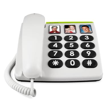 Doro PhoneEasy 331ph Telefono Fisso Casa per Anziani - Tasti Grandi - Volume Alto - LED Chiamate - 3 Tasti Chiamata Rapida con Foto - Compatibile Apparecchi Acustici (Bianco) [Versione Italiana]